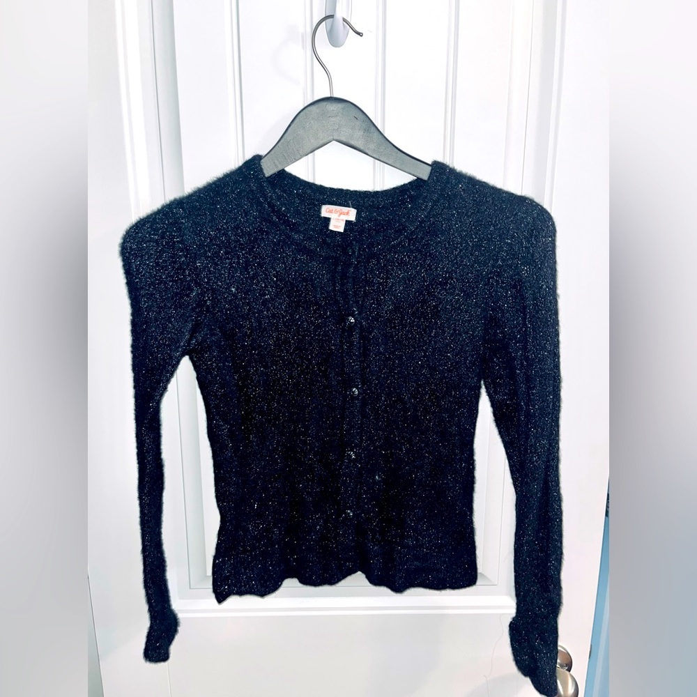 Black nylon cashmere feel girls or petite woman sweater